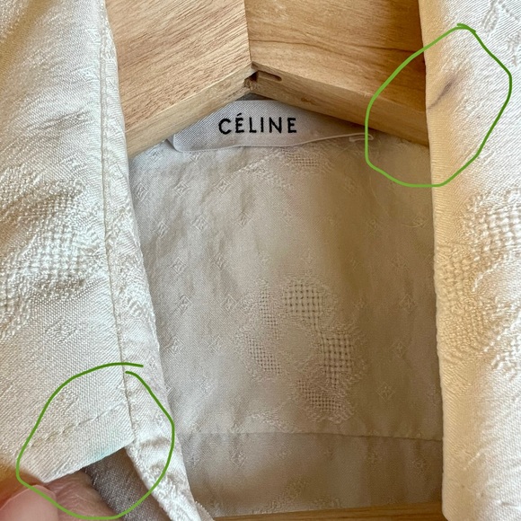 Old Céline by Phoebe Philo White Silk Collared Sleeveless Blouse - Lace Print - Picture 5 of 8